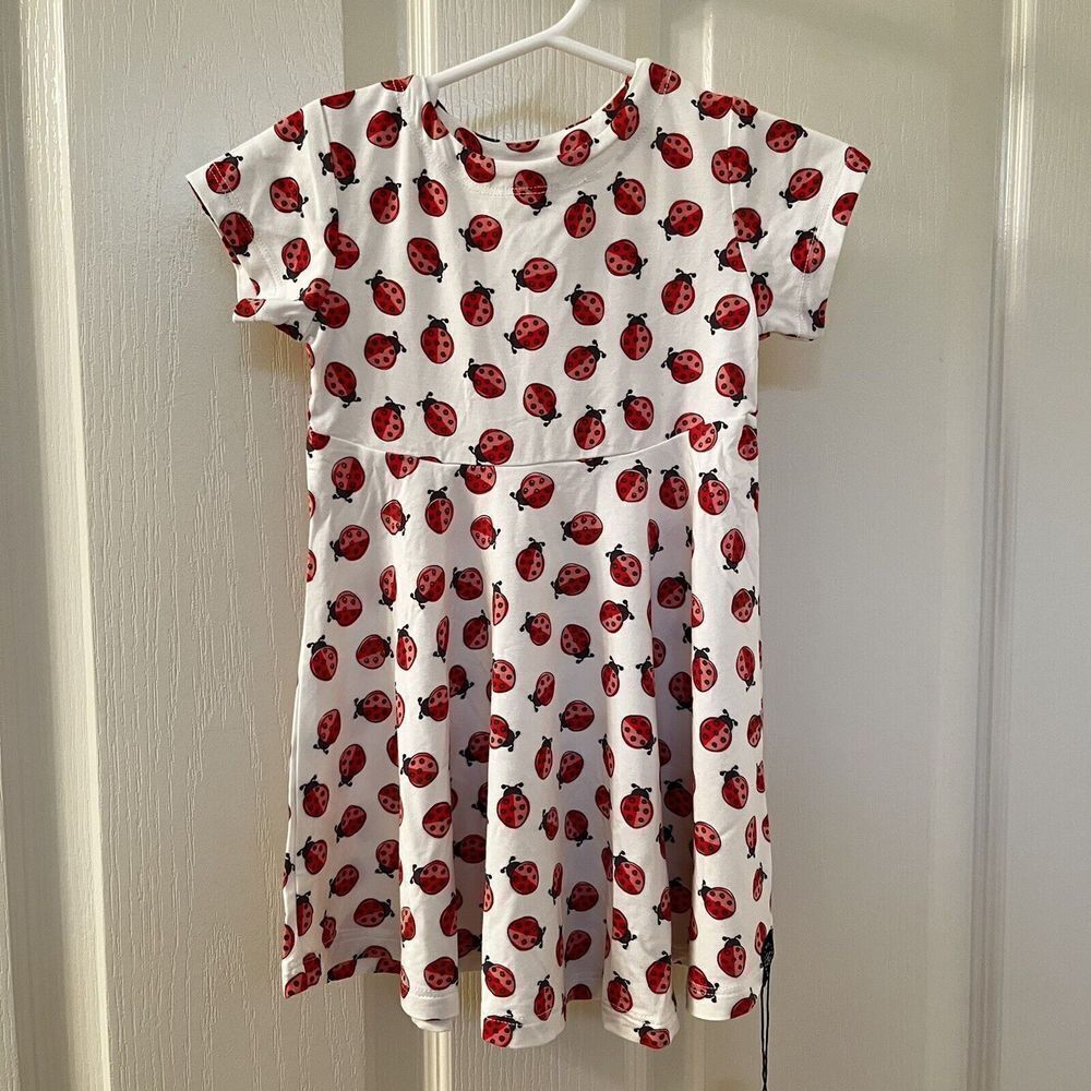 Sweet Bamboo Ladybug Swirly Short Sleeve Dress Girls Size 12-18 Months NWT